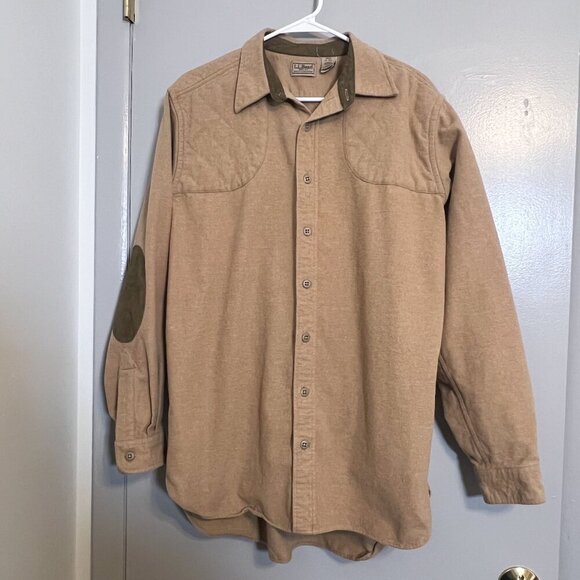 L.L. Bean Men's Shooting Button Down Shirt With Elbow Pads Tan Size L-Tall - Picture 1 of 3
